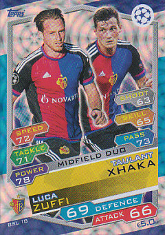 Luca Zuffi / Taulant Xhaka FC Basel 2016/17 Topps Match Attax CL Midfield Duo #BSL18